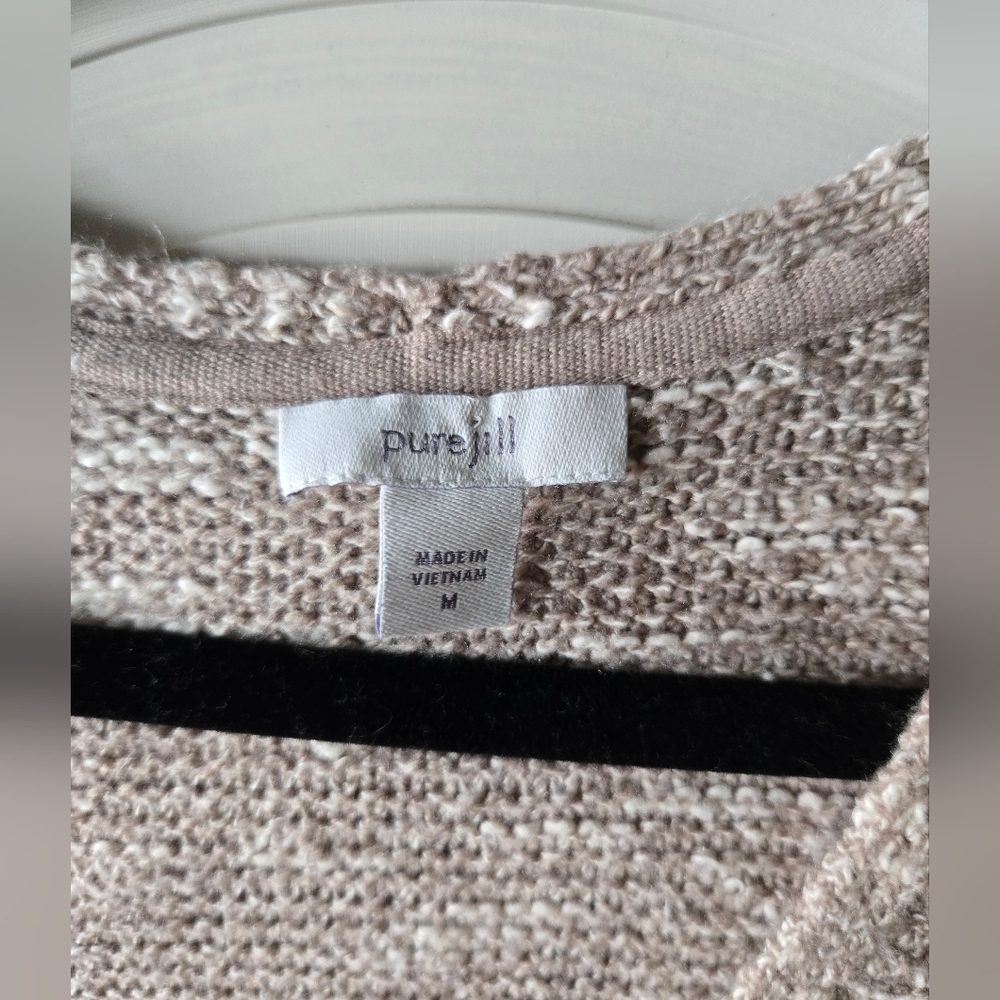 J.Jill Pure Jill Elegant V-Neck Tunic Sweater - Taupe Minimalist ~ Medium - Picture 4 of 5